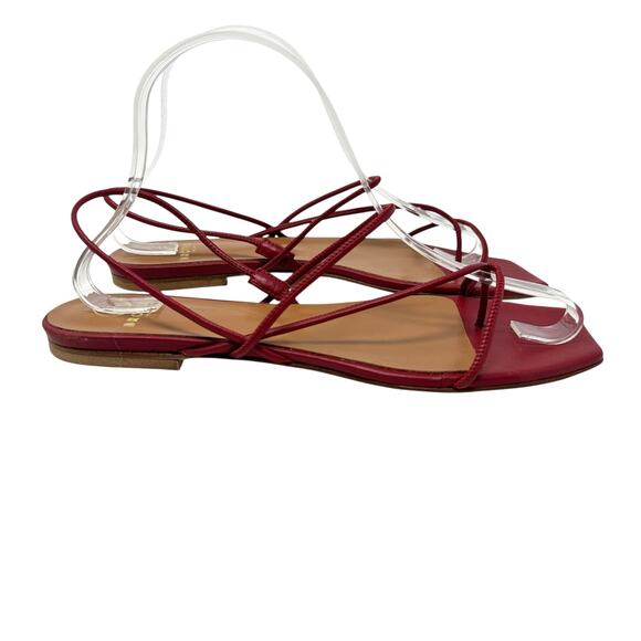 Brother‎ Vellies Trieste Sandals Flat Strappy Leather Red Size US 9 - Picture 5 of 14
